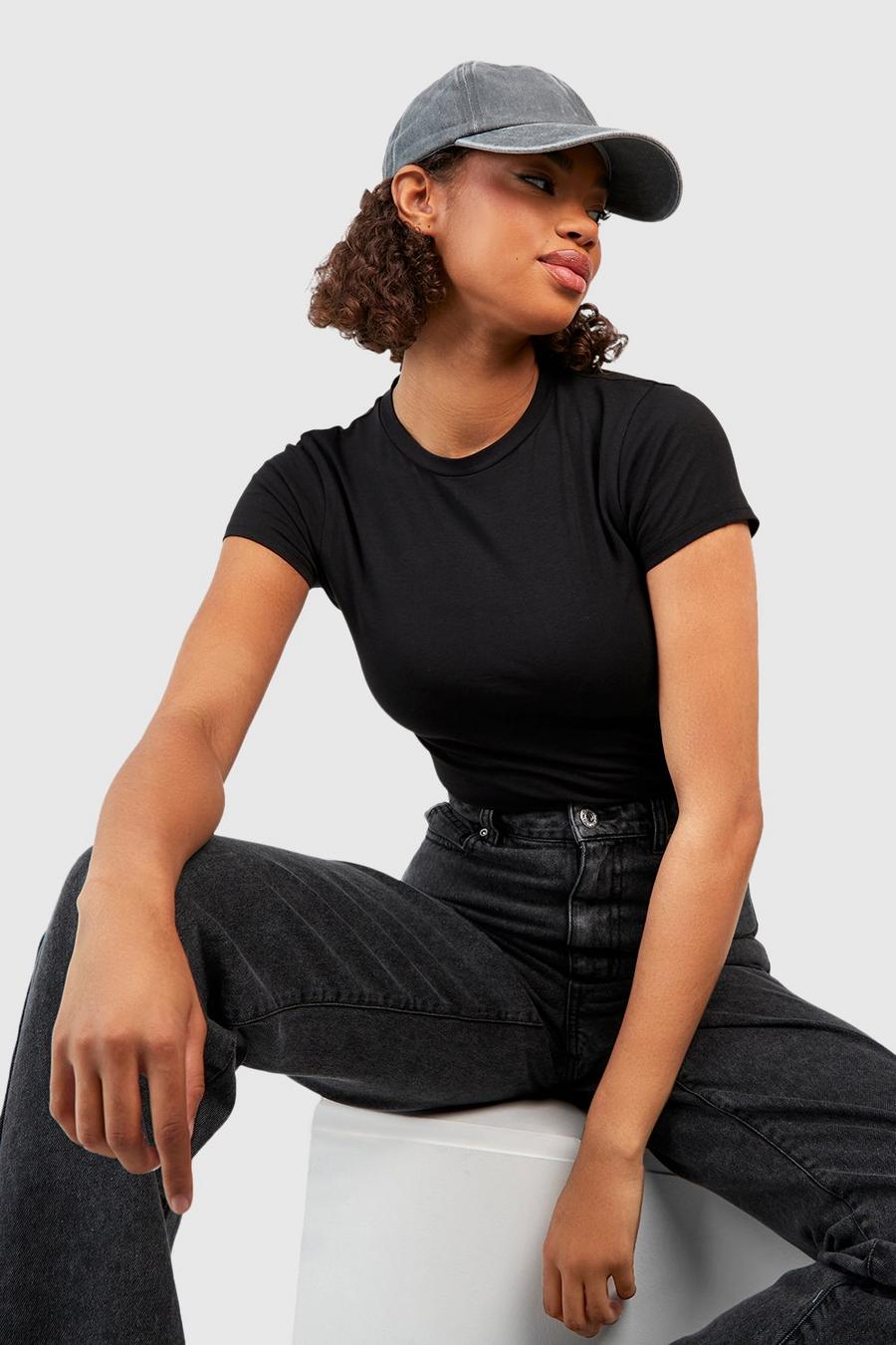 Black negro Tall Cap Sleeve Fitted Cotton T-shirt