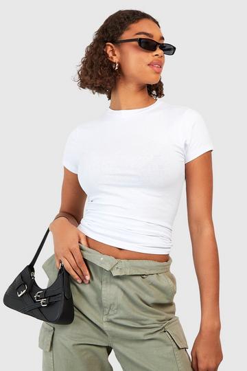 White Tall Cap Sleeve Fitted Cotton T-shirt