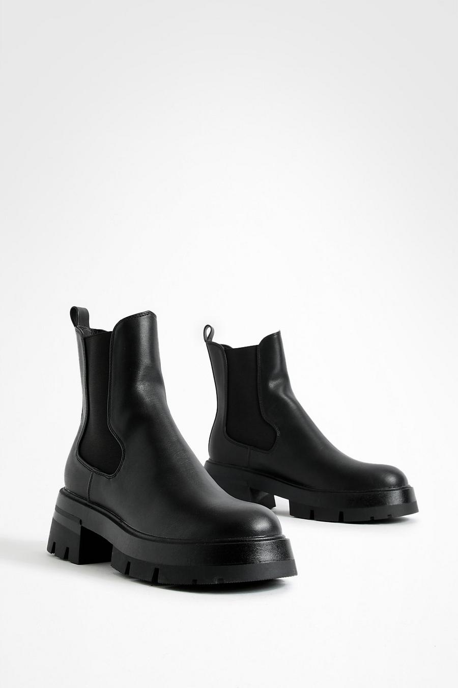 Black Lug Sole Chunky Chelsea Boots image number 1
