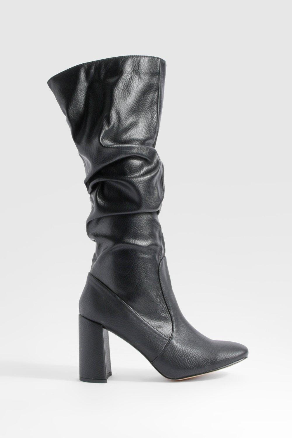 Black slouch hot sale boots heel