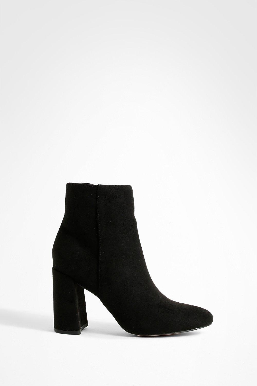 Boohoo Women s Round Toe Block Heel Faux Suede Ankle Boots