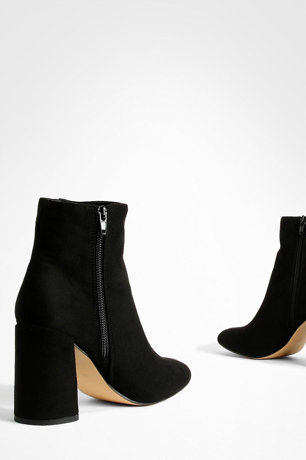 Black suede 2025 round toe booties