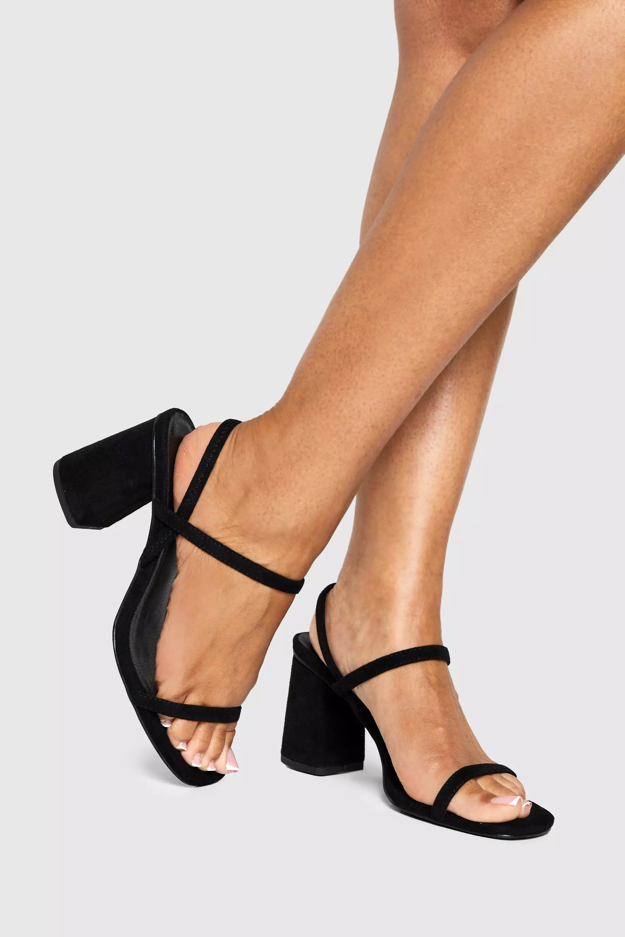 Gold Wide Fit Elasticated 2 Part Block Heels  صورة بديلة