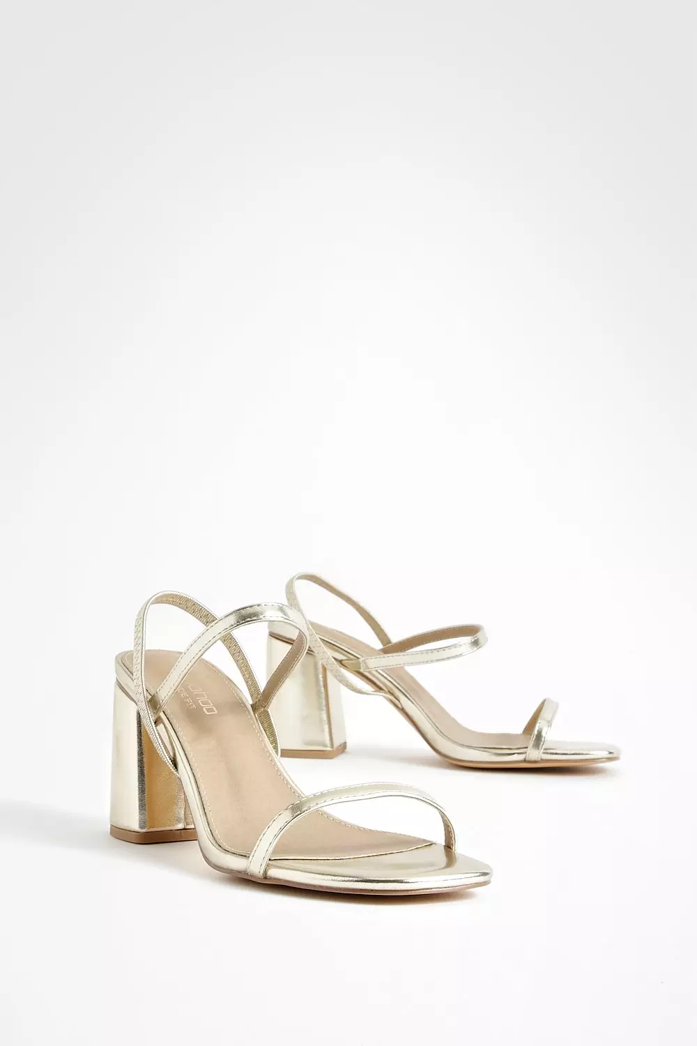 Gold Wide Fit Elasticated 2 Part Block Heels  صورة بديلة