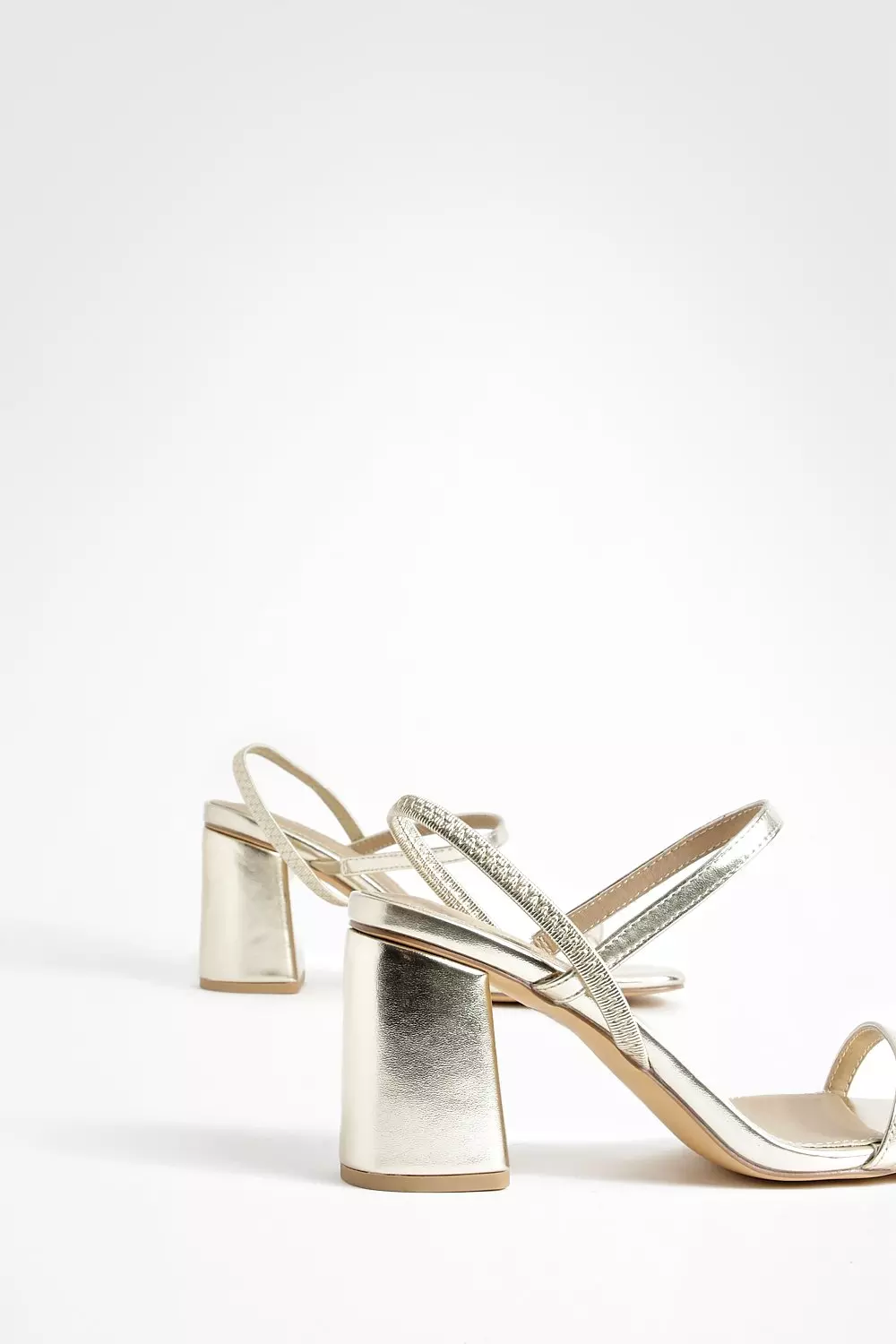 Gold Wide Fit Elasticated 2 Part Block Heels  صورة بديلة