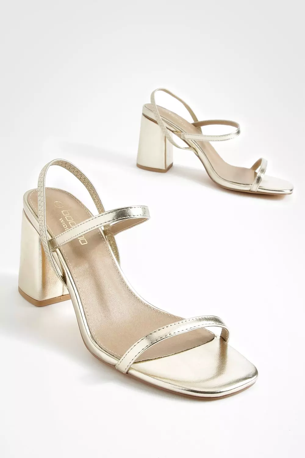 Gold Wide Fit Elasticated 2 Part Block Heels  صورة بديلة
