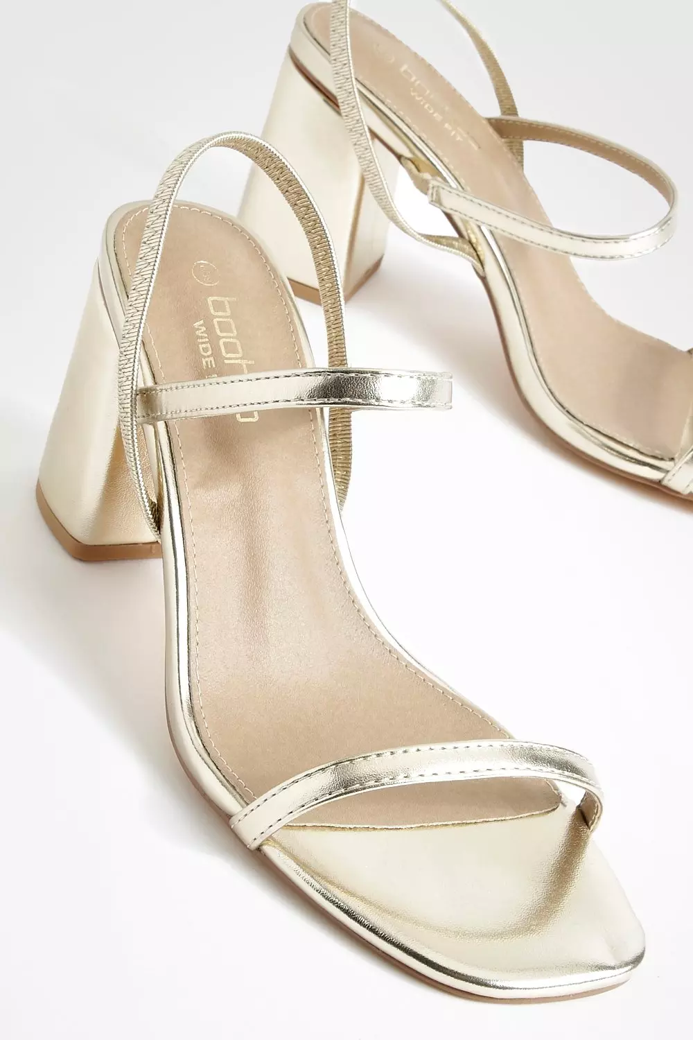 Gold Wide Fit Elasticated 2 Part Block Heels  صورة بديلة