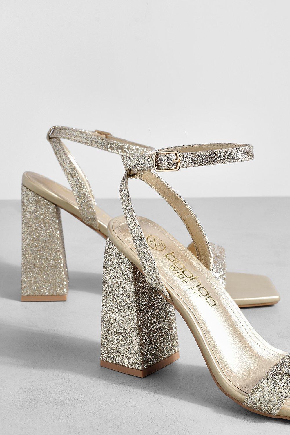 Wide fit store glitter block heels