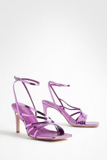 Wide Fit Metallic Asymmetric Heels pink