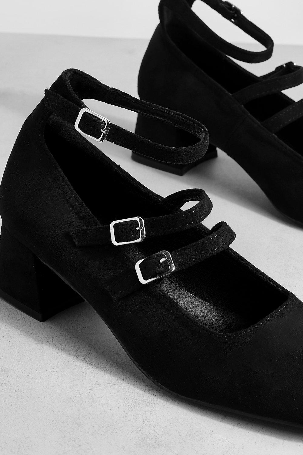 Low block heel black on sale shoes