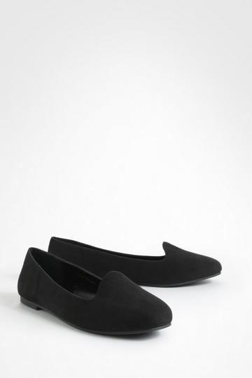 Black Wide Width Basic Slipper Ballet Flats