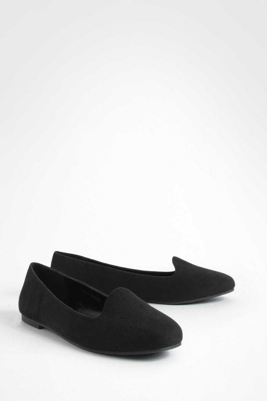 Black svart Wide Fit Basic Slipper Ballet Flats