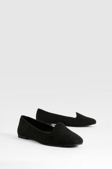 Faux Suede Basic Slipper Ballet Flats black