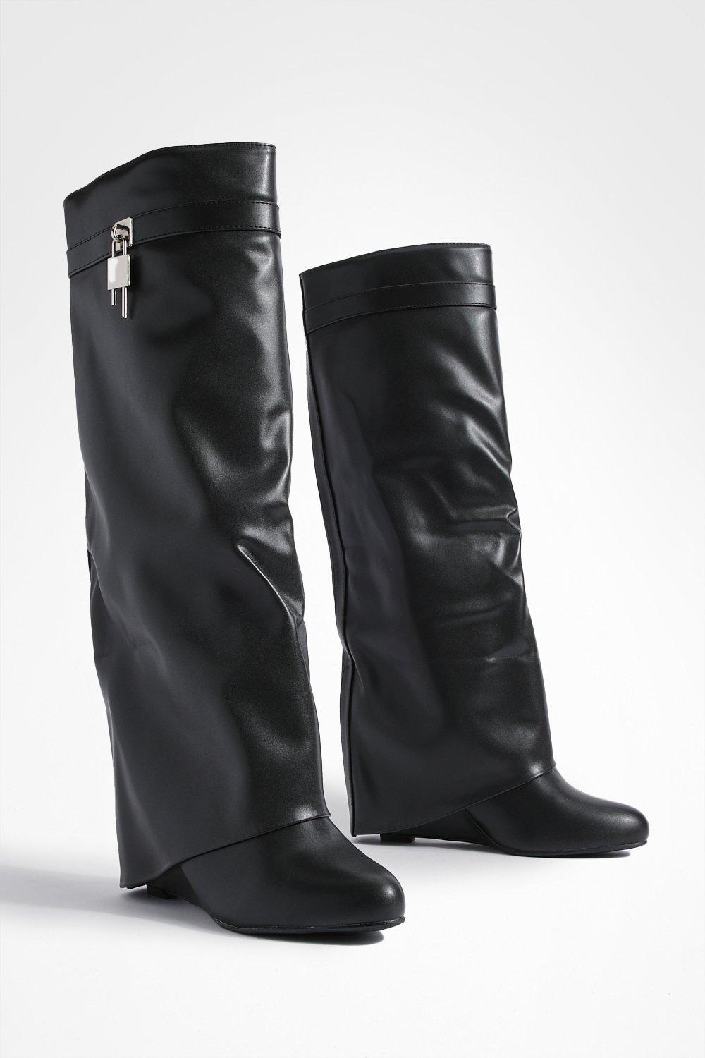 Fold over sale wedge boots