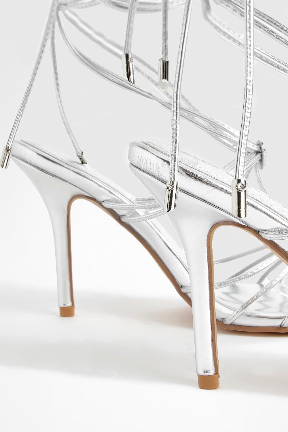 Strappy silver low on sale heels