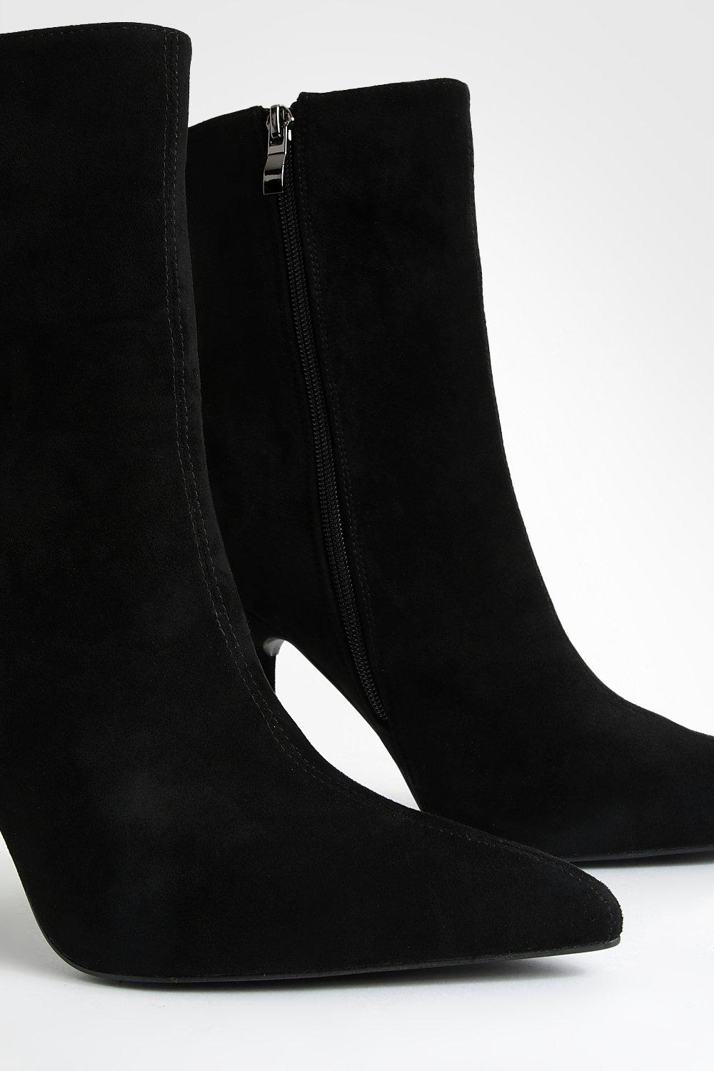 Black suede pointed ankle hot sale boots