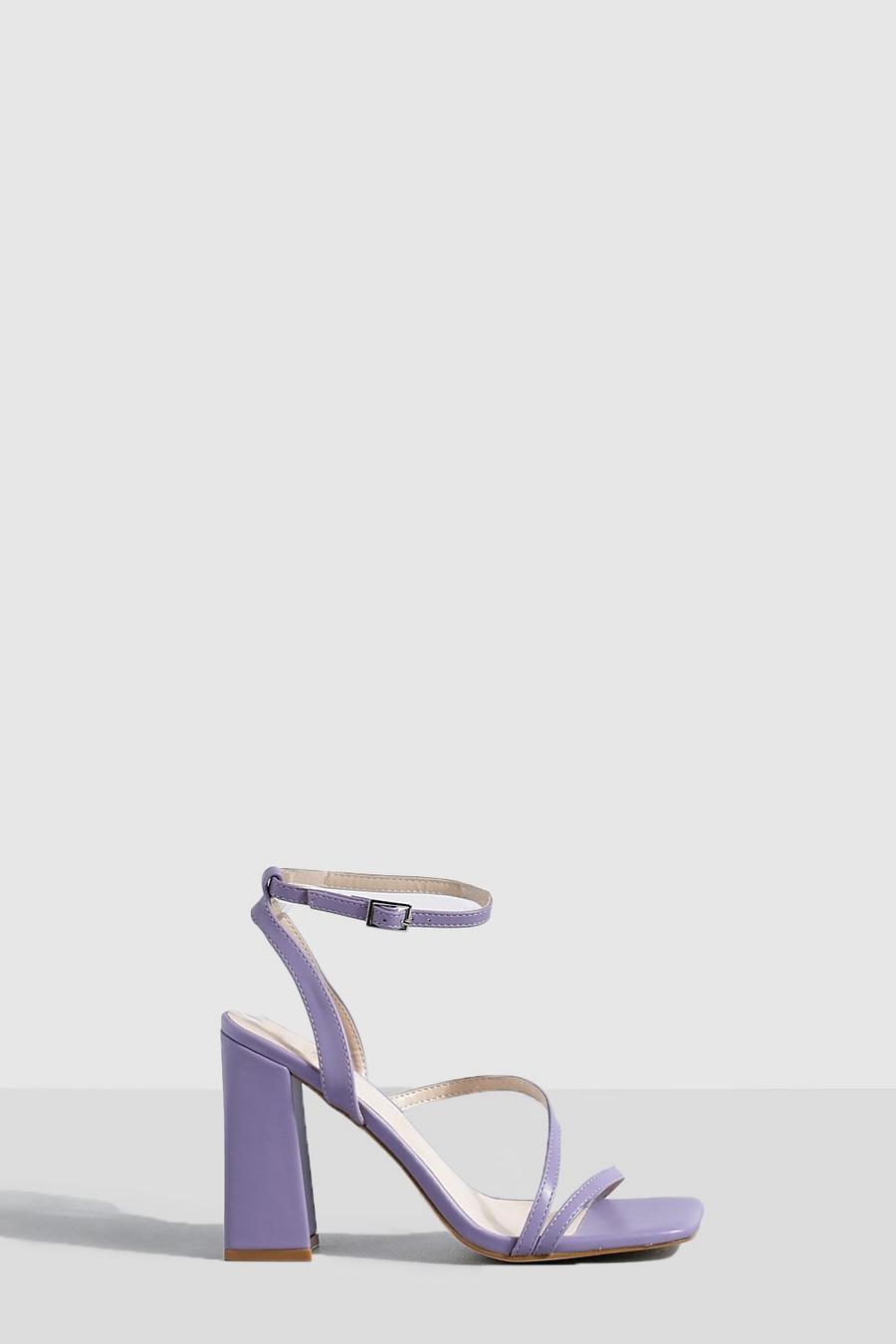 Purple violet Asymmetric Stap Block Heels