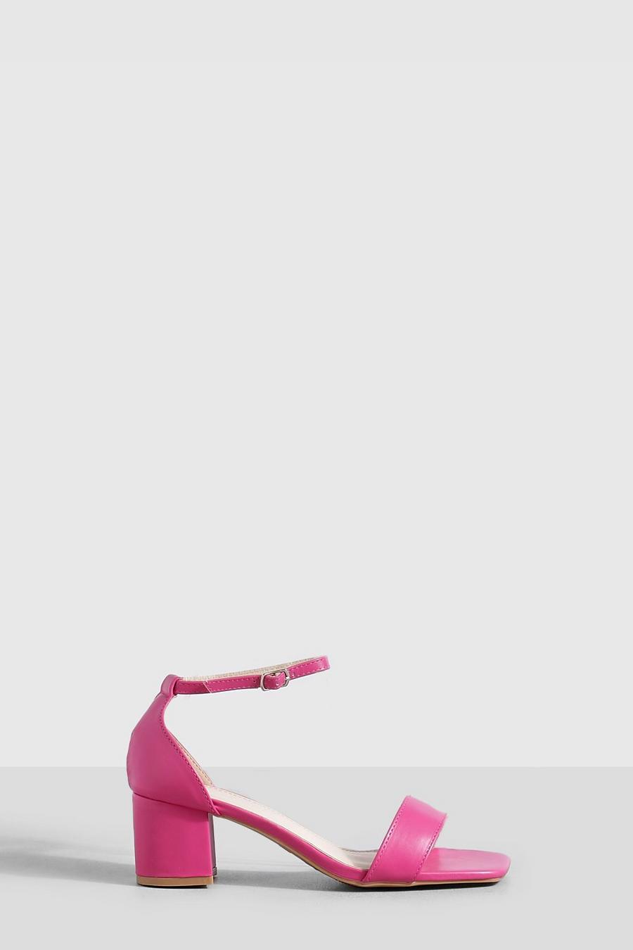 Tacones gruesos bajos de 2 partes minimalistas, Pink rosa image number 1
