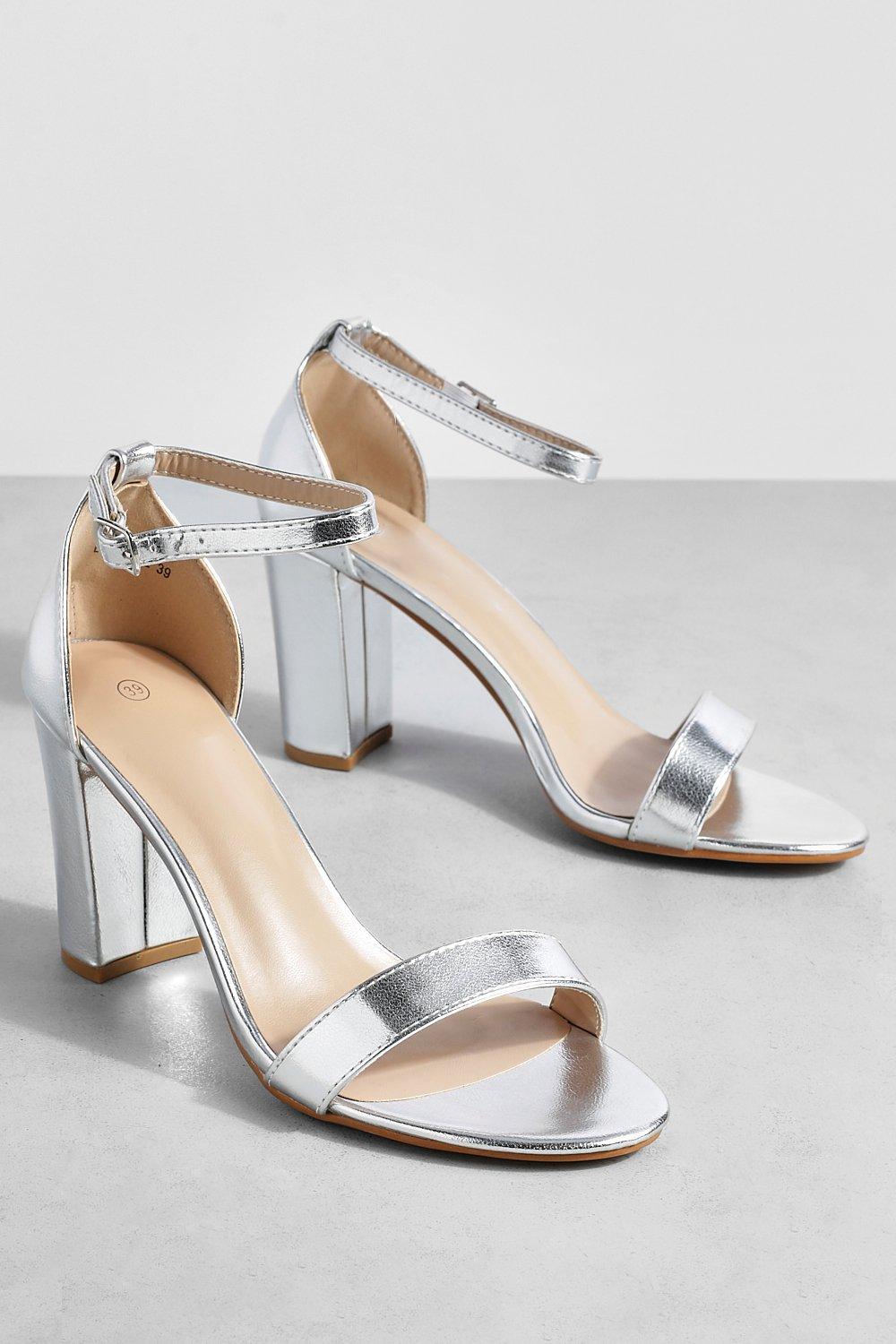 Chaussure argent talon on sale carre