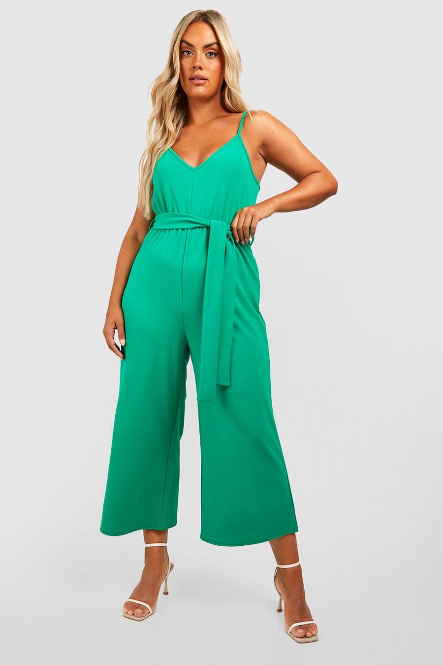 Grande taille - Combinaison jupe-culotte à bretelles, Green