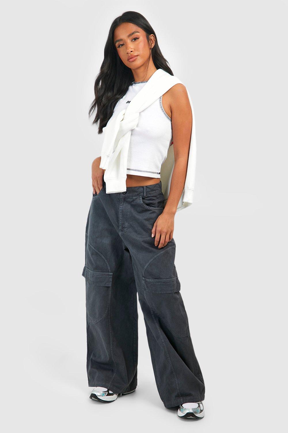 Denim Cargo Pants - Black/washed - Ladies