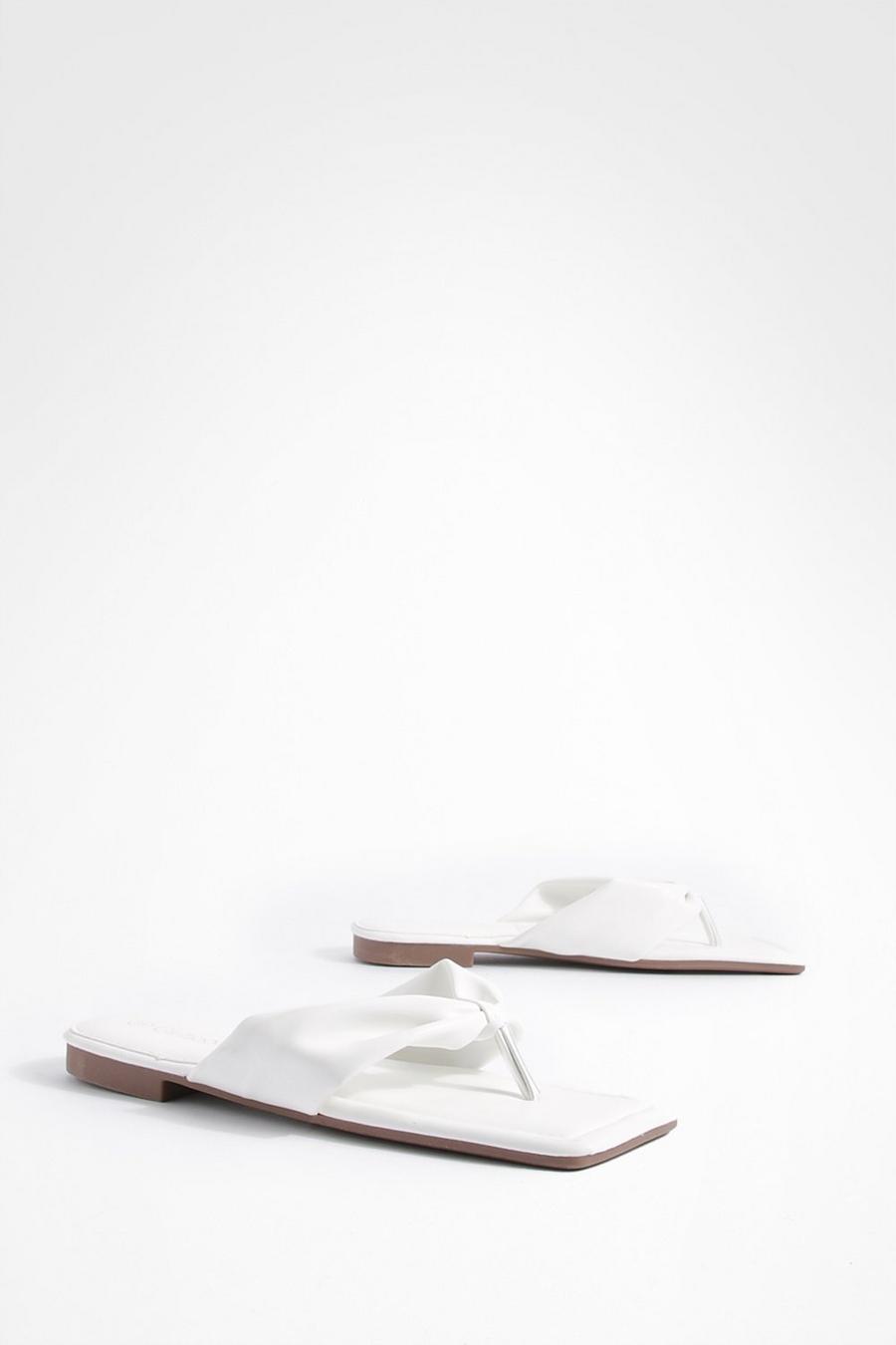 White PU Slippers Met Vierkante Neus image number 1