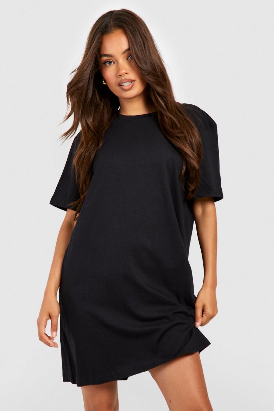 Basic T-Shirt Kleid, Black image number 1