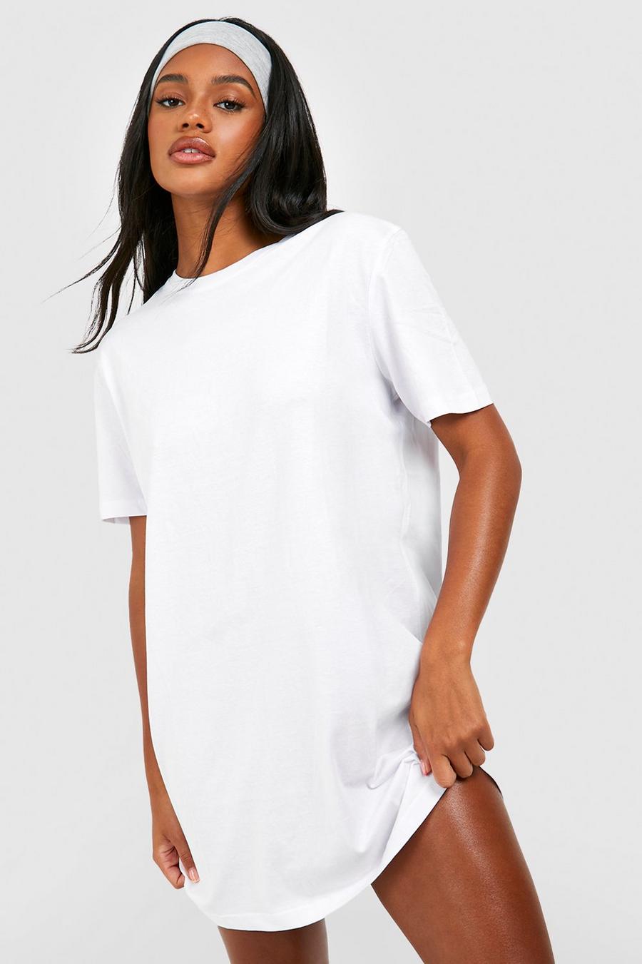 Basic T-Shirt Kleid, White image number 1