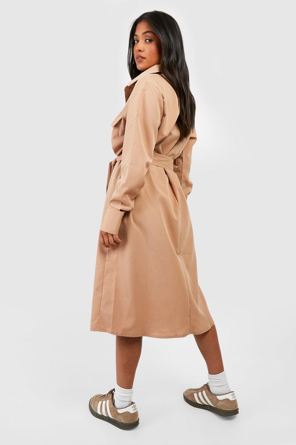 Time and tru women's belted sale midi shirt dress with pocket