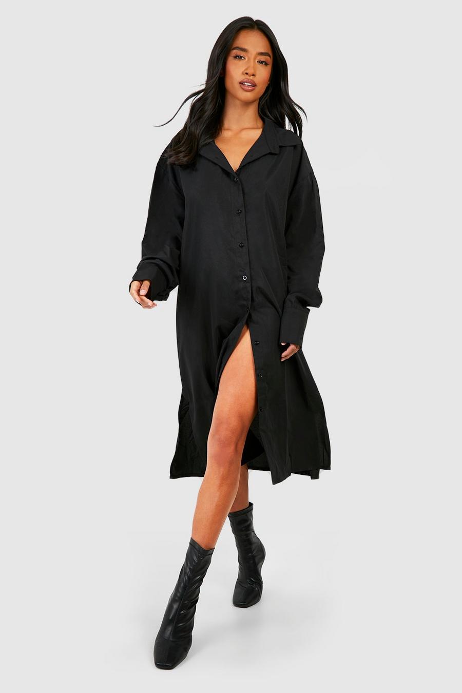 Petite - Robe chemise oversize mi-longue, Black image number 1
