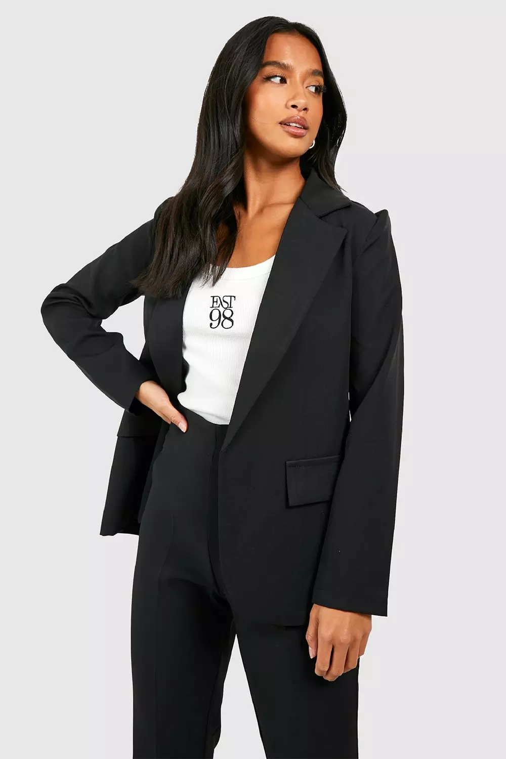 Women's Petite Single Breasted Relaxed Blazer