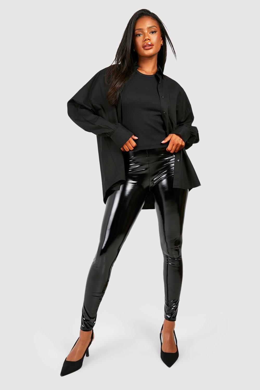 Black vinyl sale leggings outfit