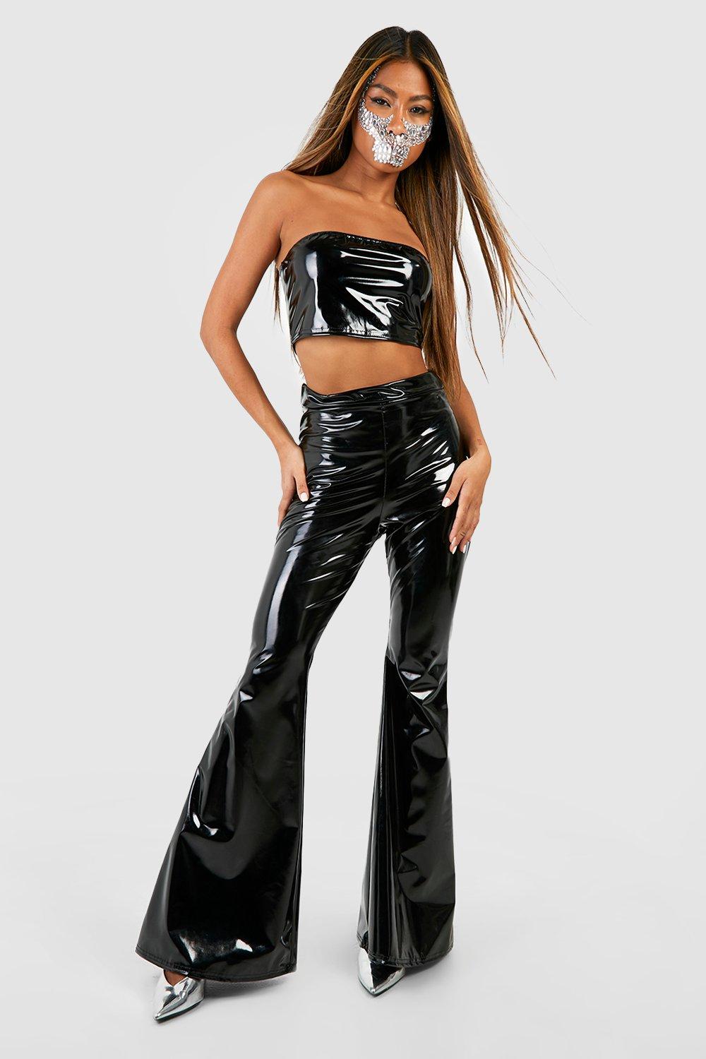 Boohoo Halloween Vinyl Bandeau Top in Black