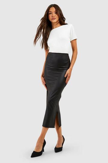 Shiny Bodycon Midi Skirt black