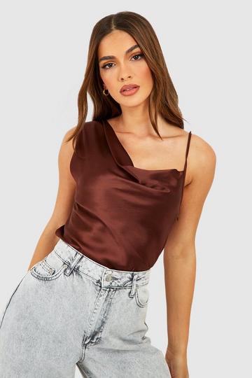 Satin Cowl Cami chocolate