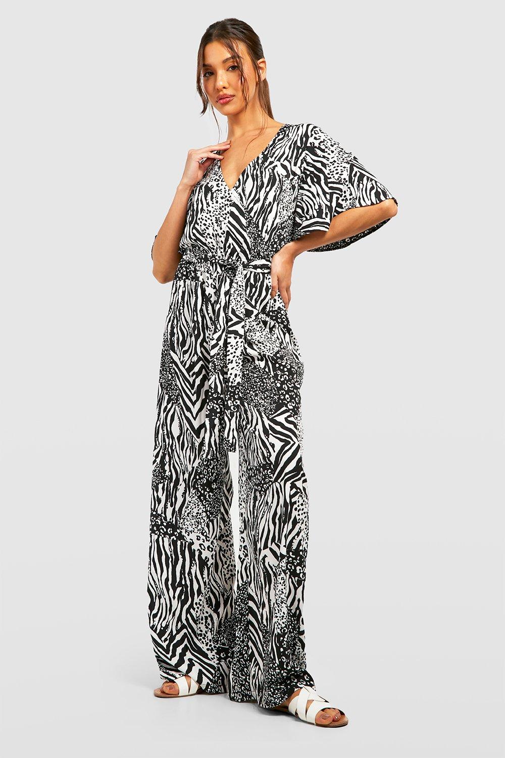 Boohoo animal best sale print jumpsuit