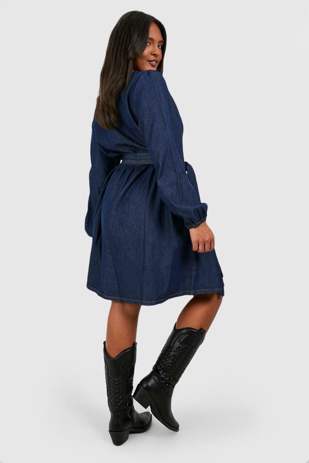 Denim skater dress plus size sale