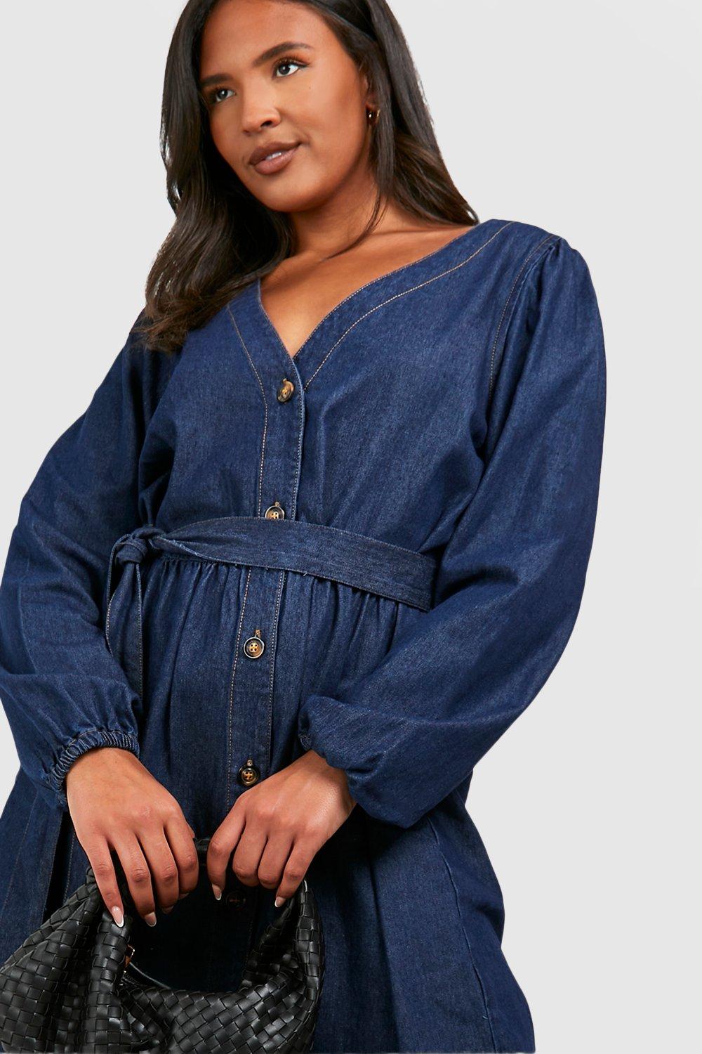 Plus size denim cheap skater dress