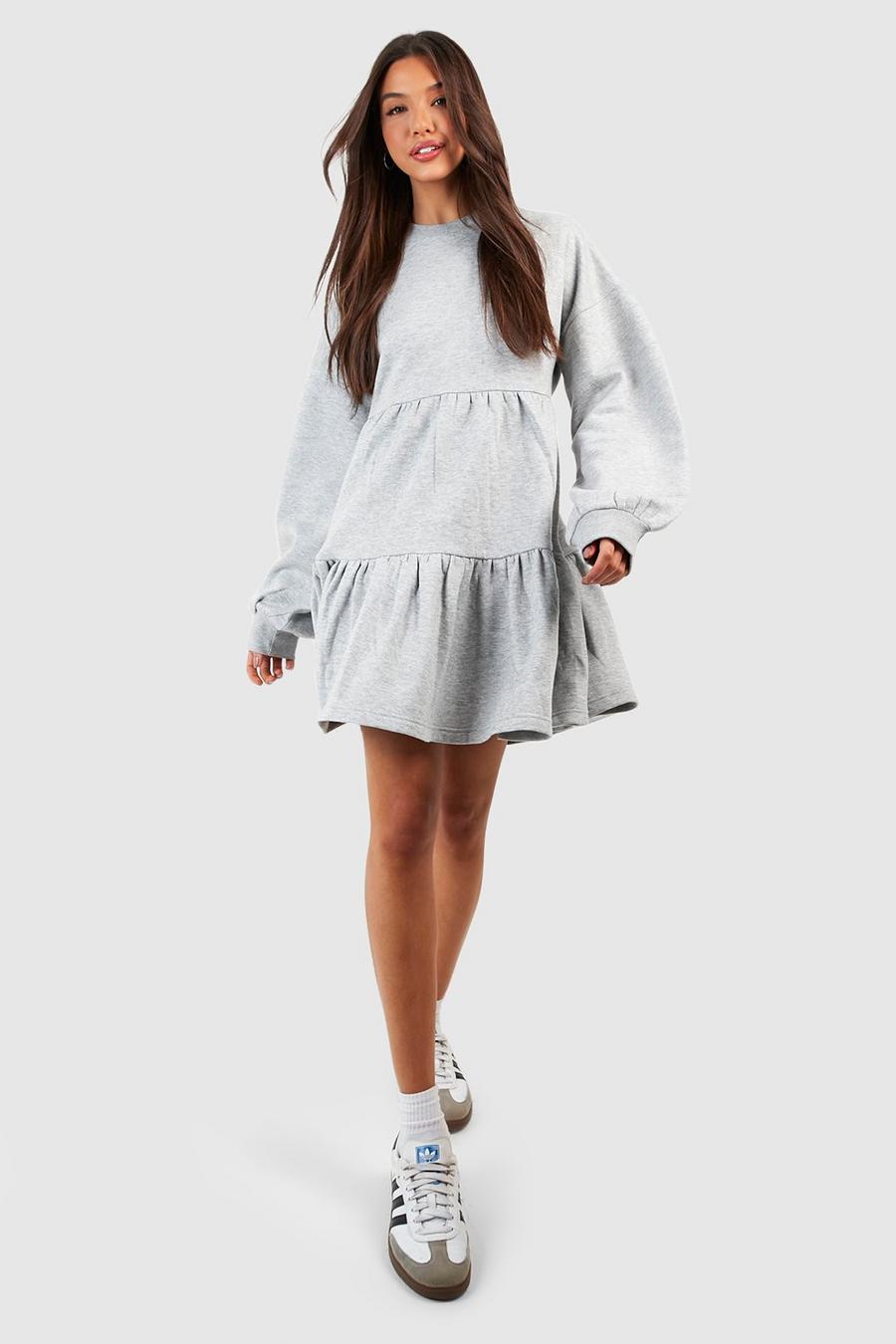 Grey marl Tiered Sweat Dress image number 1