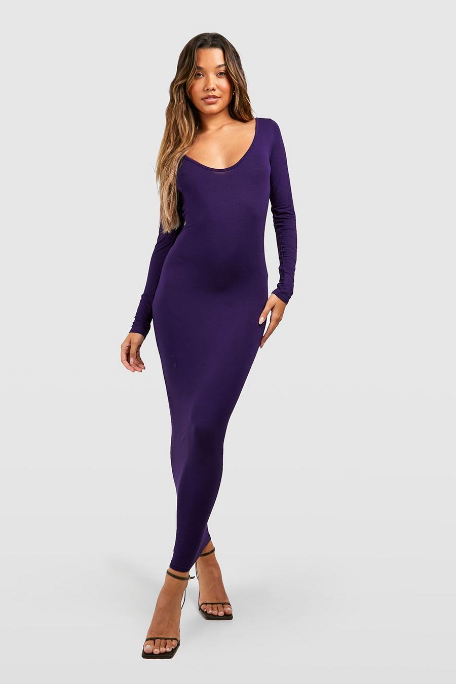 Purple Scoop Back Midaxi Dress