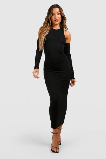 Racer Cold Shoulder Midi Dress black