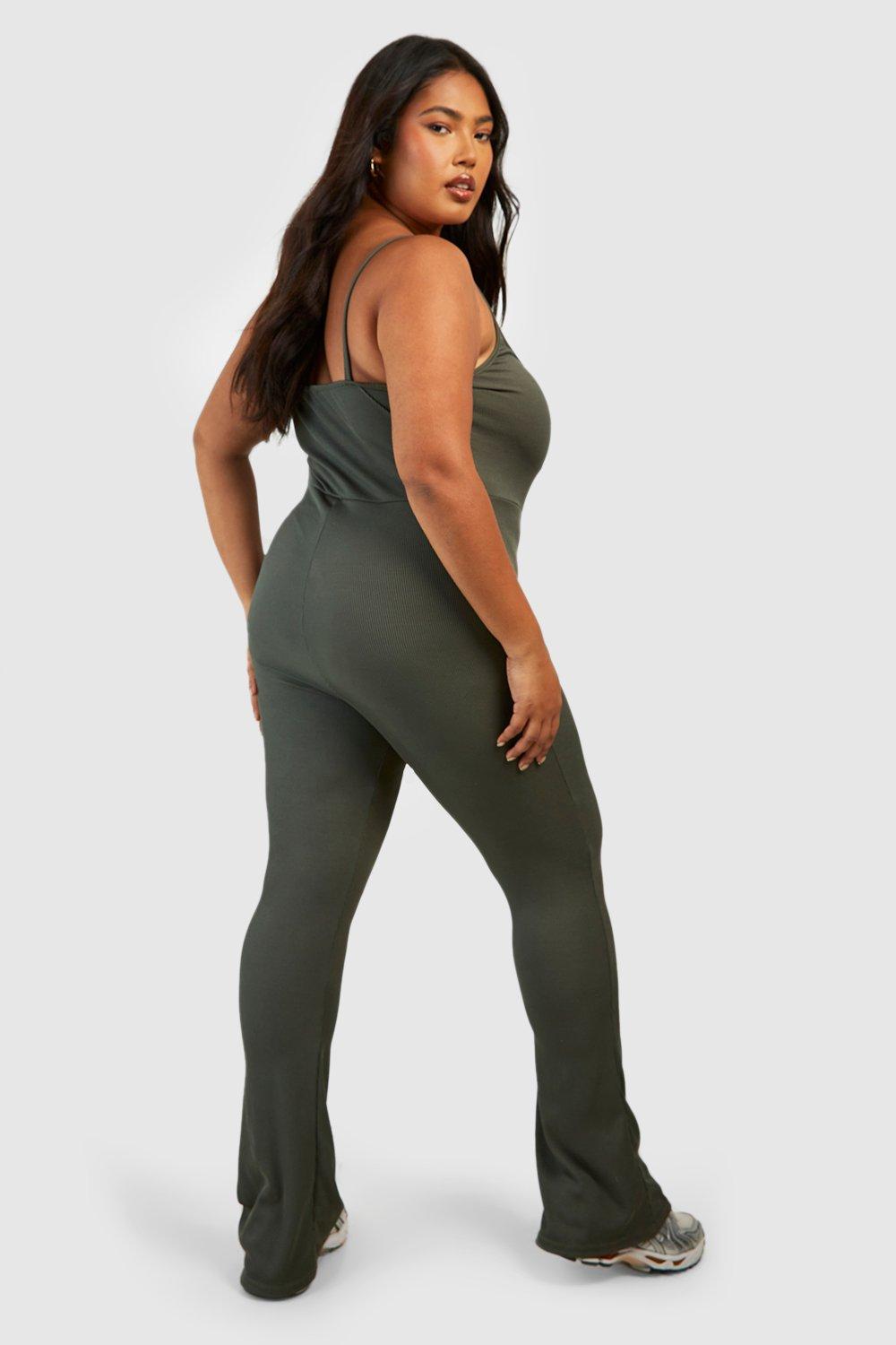 Plus Rib Scoop Neck Unitard Jumpsuit boohoo