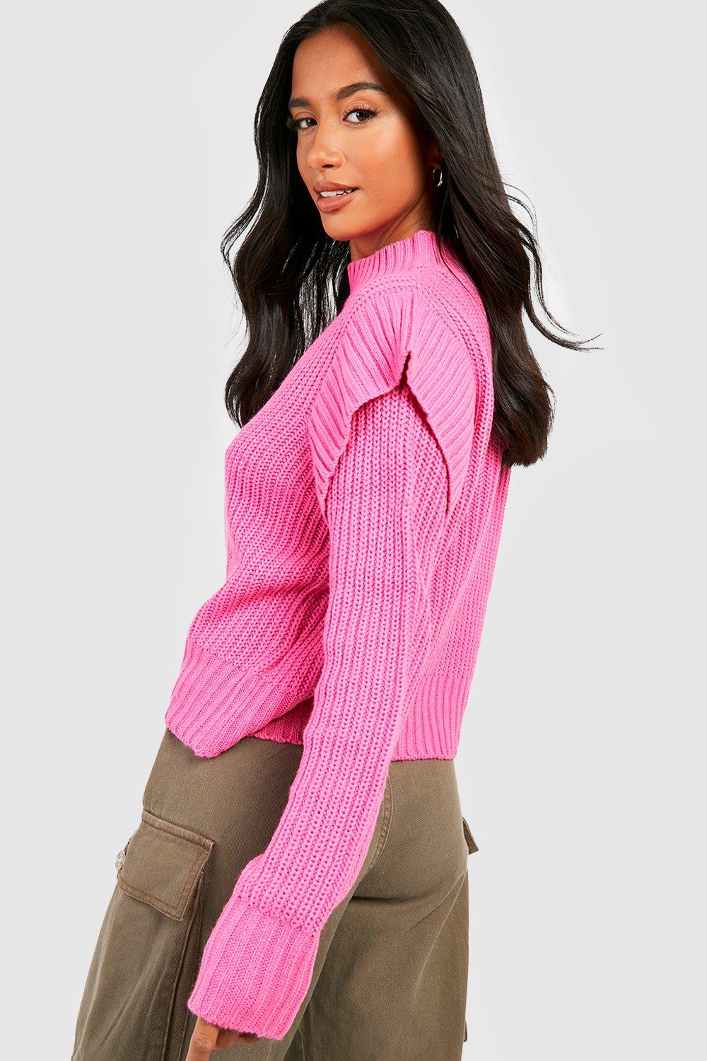Petite Cable Knit Shoulder Detail Jumper boohoo IE