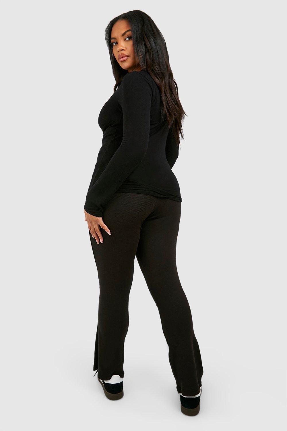 Pantalon Yoga en Coton Côtelé in BLACK