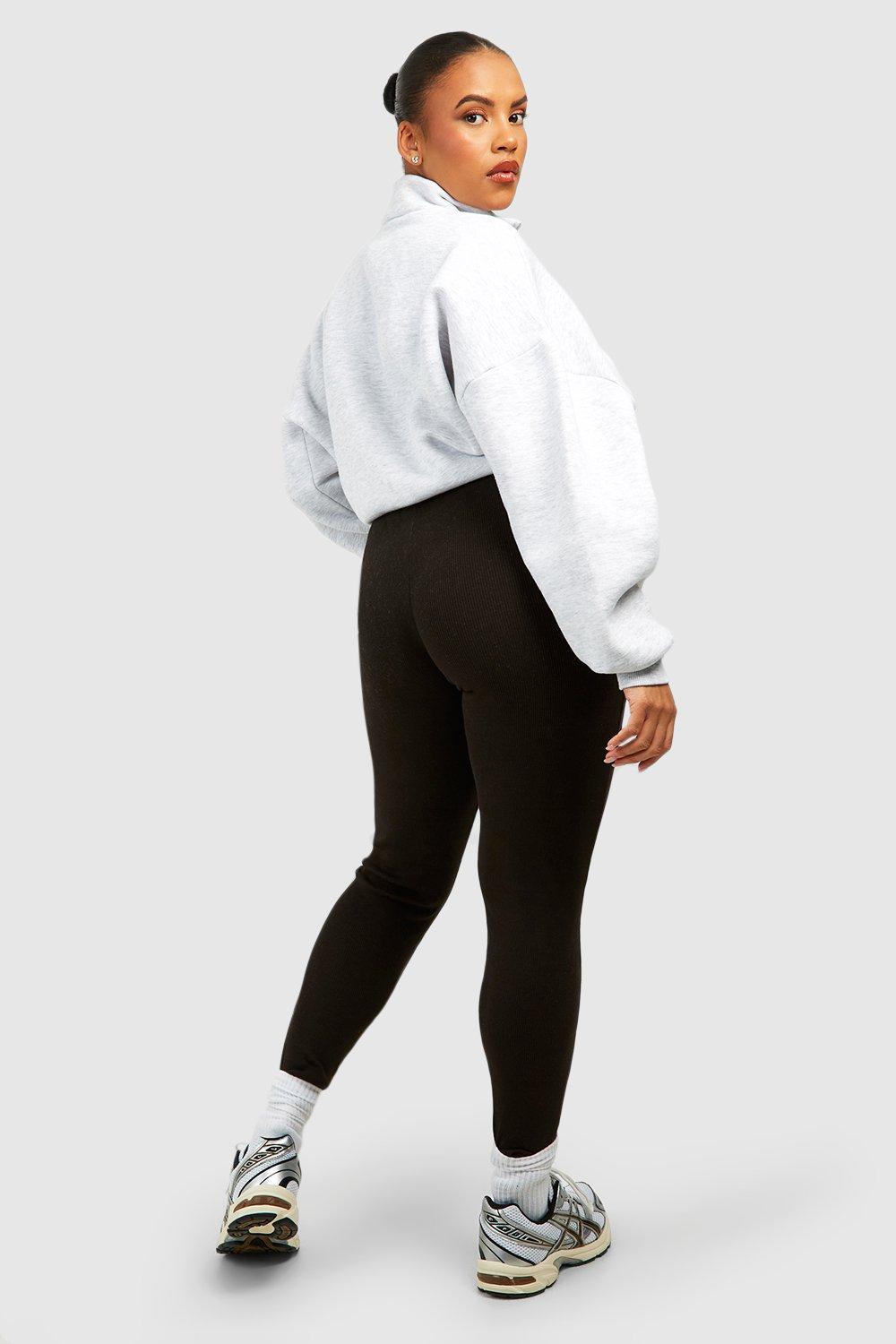 Black Cotton Rib Leggings