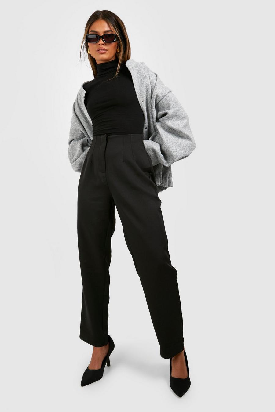Pantalon de costume style cigarette à taille haute, Black image number 1