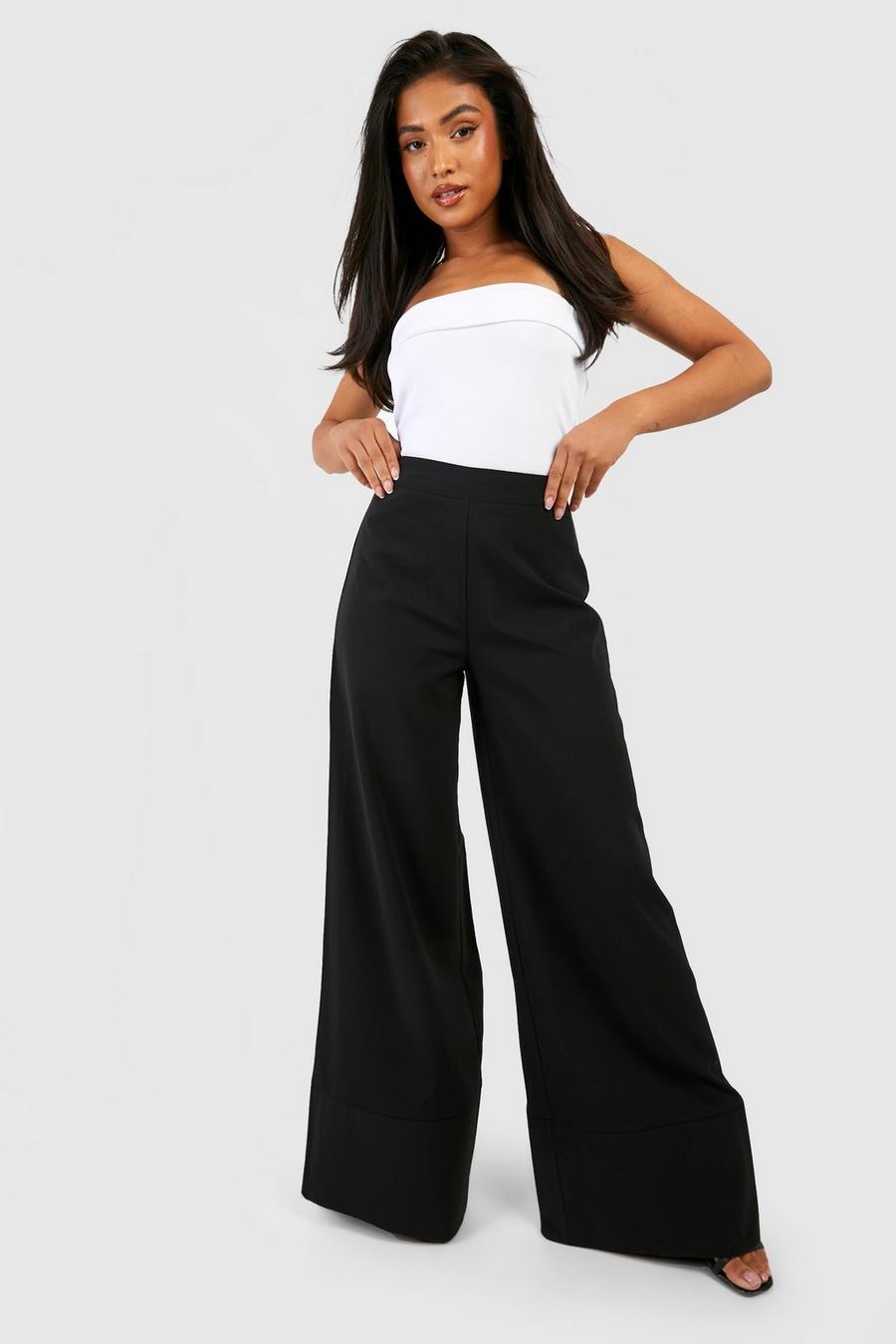 Petite - Pantalon large texturé, Black