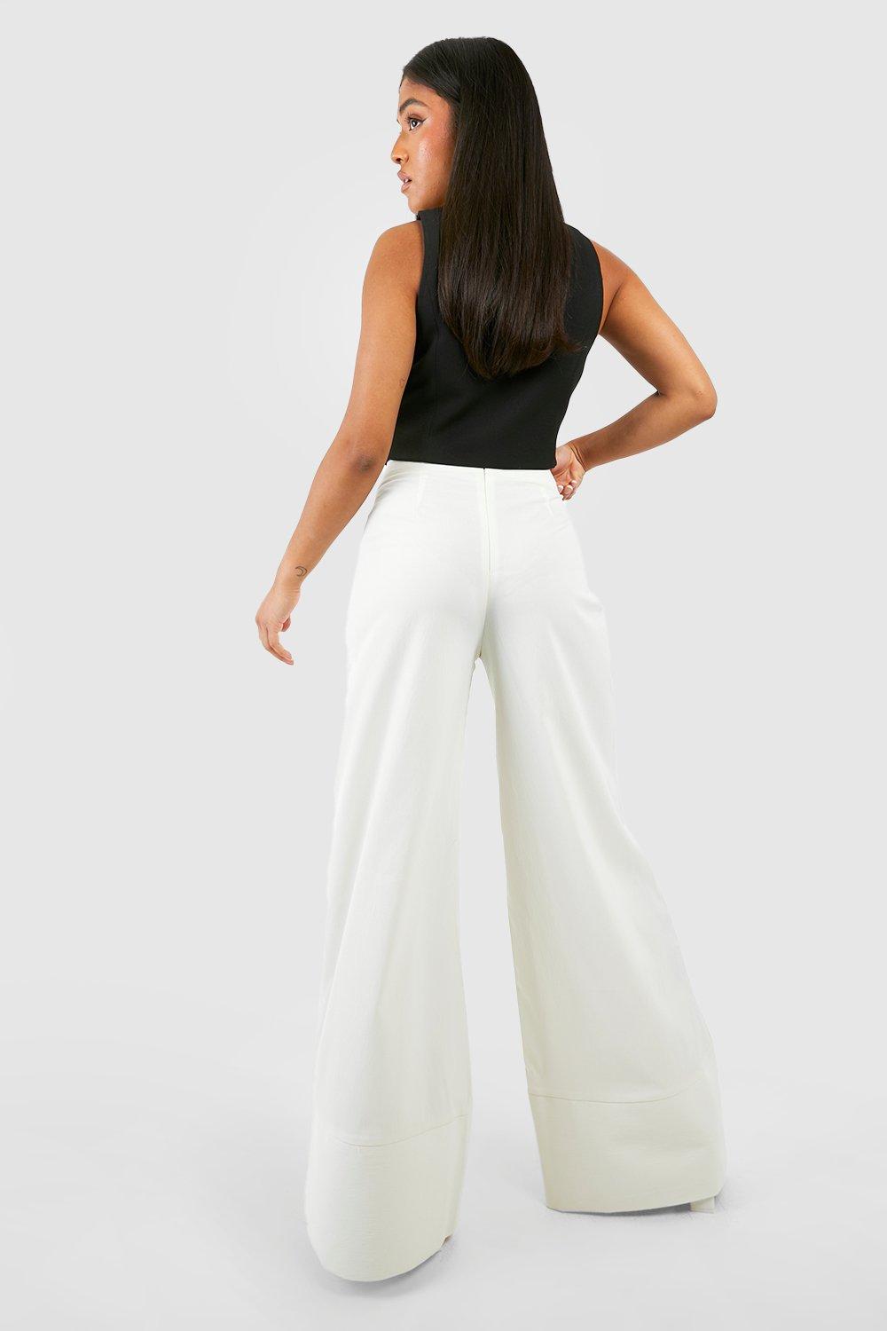 Petite High Waisted Woven Wide Leg Pants, Boohoo