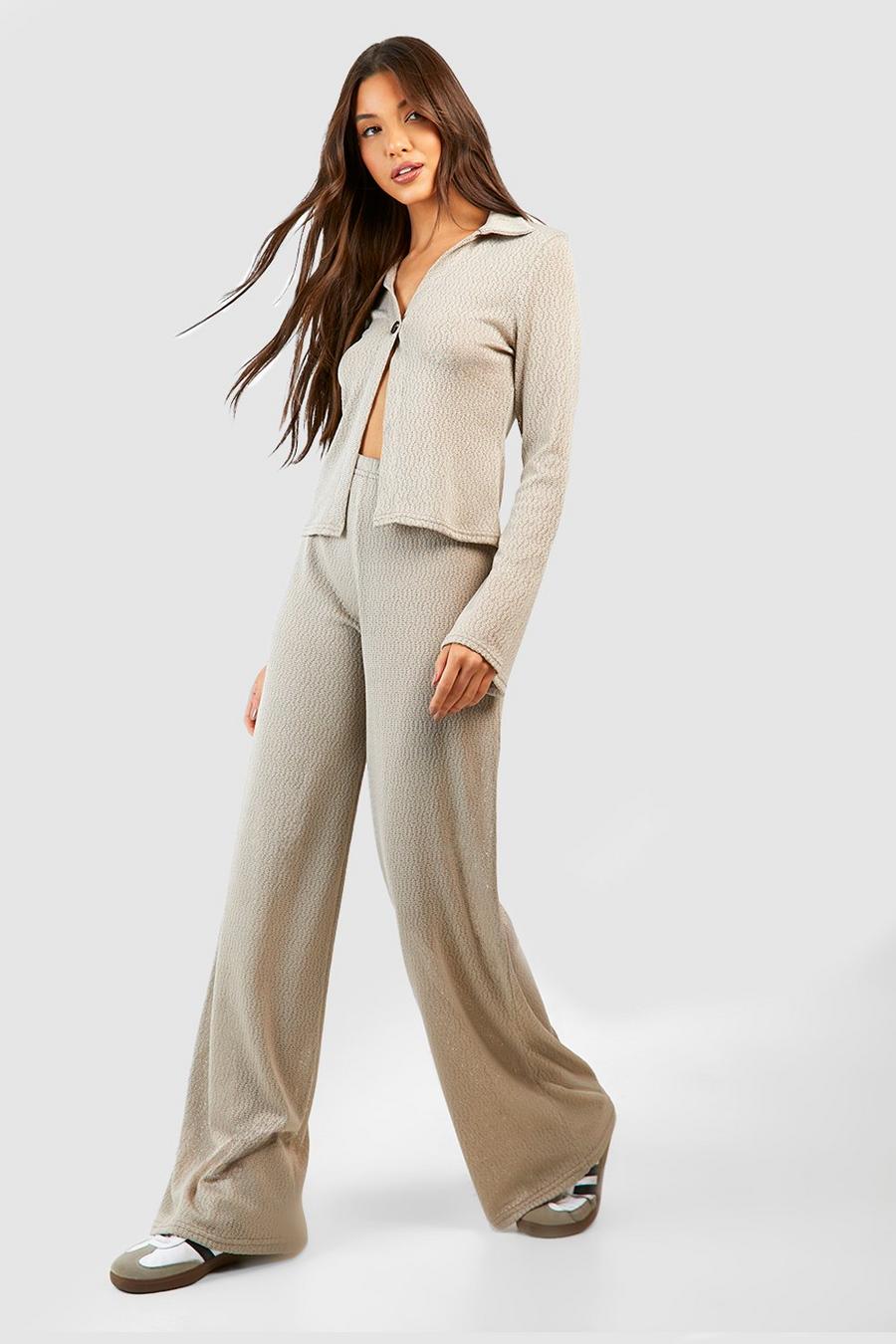 Stone Textured Slouchy Straight Leg Pants image number 1