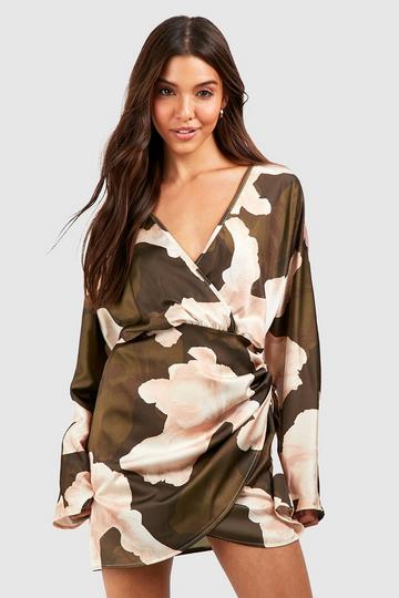 Olive Wrap Tie Mini Dress olive